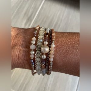 Leather & Beaded boho bracelet 8”